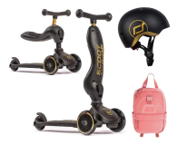 Scoot & Ride Highwaykick 1 jeździk i hulajnoga 2w1+kask S-M Gold+Plecak - 1241487 - zdjęcie 1